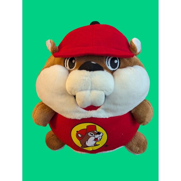 Buc-ees Beaver Plush Toy Wearing Red Hat & Shirt 8" Adorable Soft Stuffed Animal - Picture 1 of 4